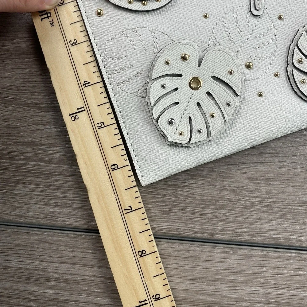 Michael Kors Jet Set Wristlet Clutch Dragonfly Monstera Leaf White 9.5"x6.5" - Picture 7 of 7
